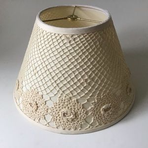 Crochet Macrame Lampshade Shabby Cottage Boho 8” H Ivory Shade Only